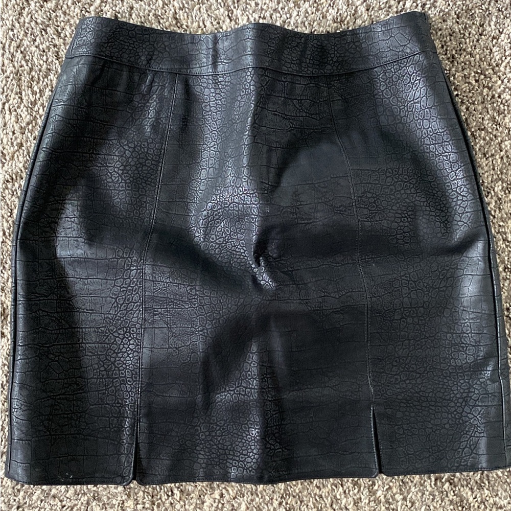 Animal print black pleather mini shirt